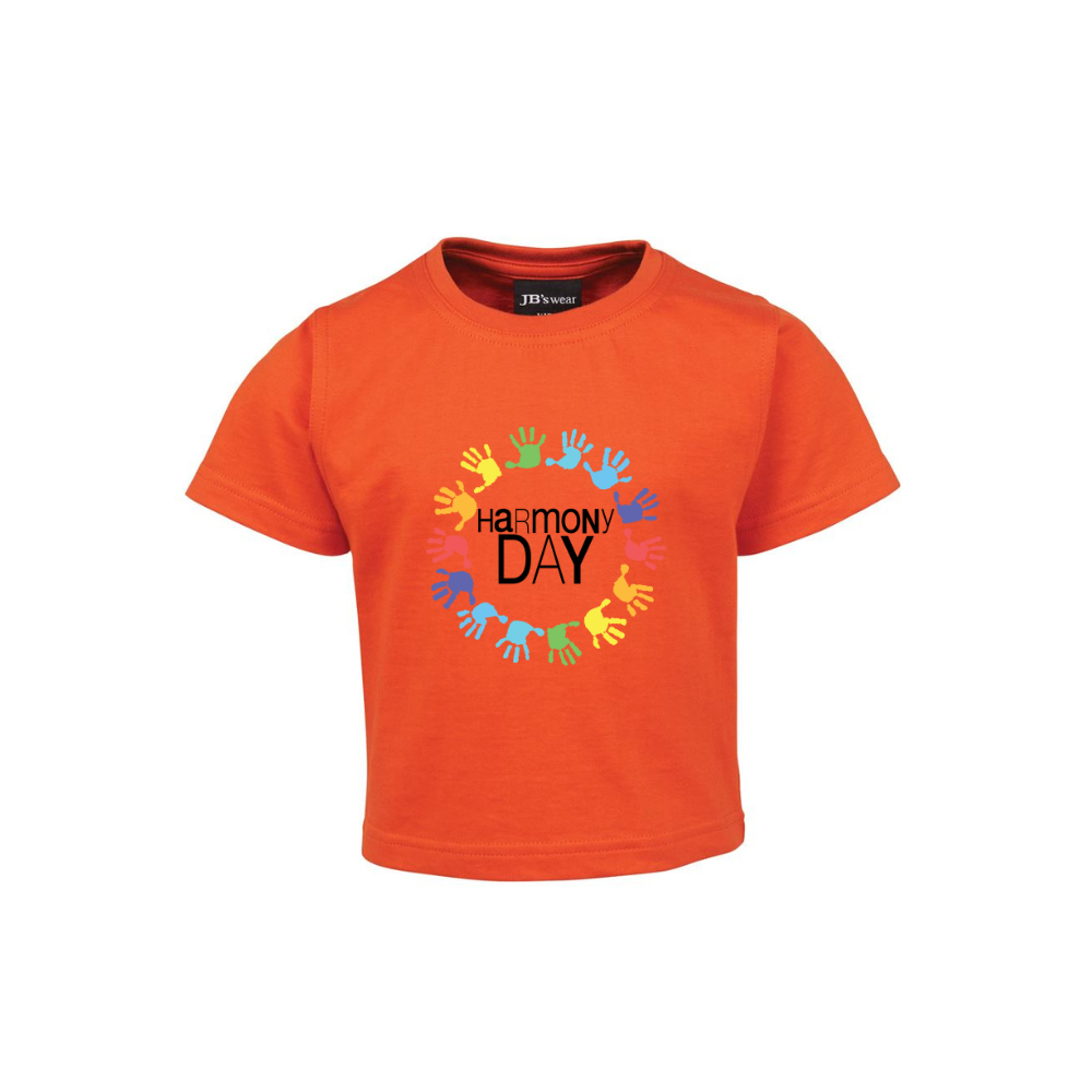 Infants Harmony Day Colour Hands on Orange T-Shirt