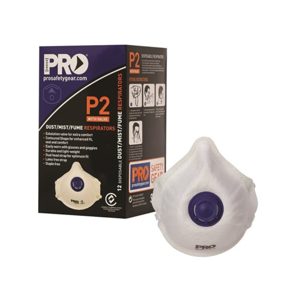 PRO Choice P2 Disposable Respirator with Valve (Box 12)