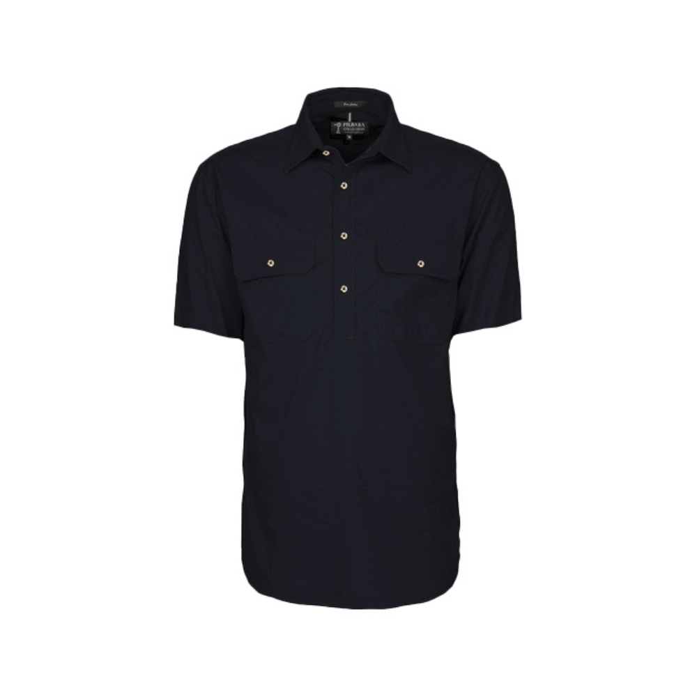 Ritemate Mens Pilbara Closed Front Short Sleeve Shirt RM200CFS - Black