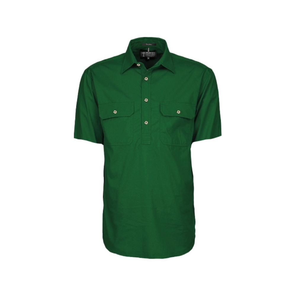 Ritemate Mens Pilbara Closed Front Short Sleeve Shirt RM200CFS - Green