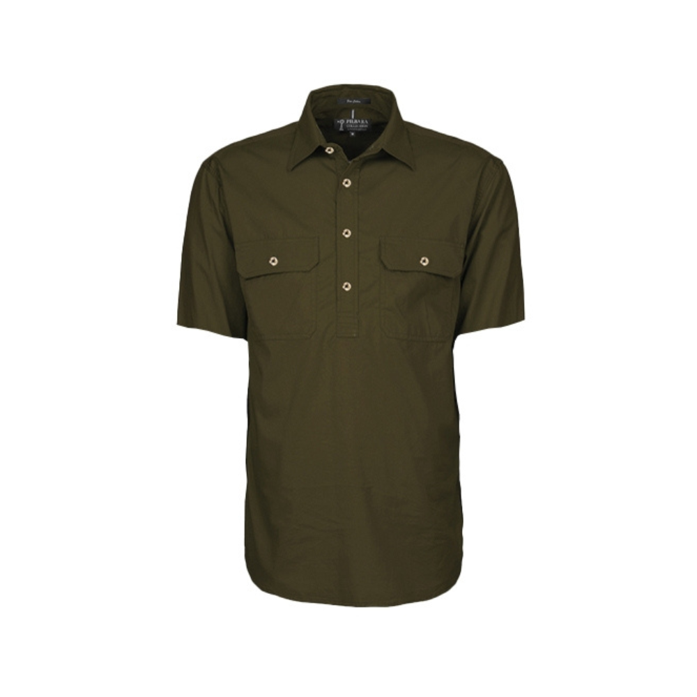 Ritemate Mens Pilbara Closed Front Short Sleeve Shirt RM200CFS - Olive