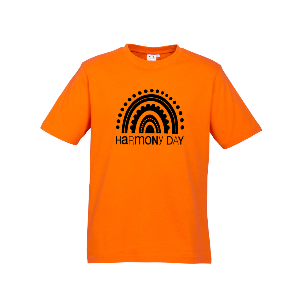 Kids Harmony Day Rainbow on Orange T-Shirt